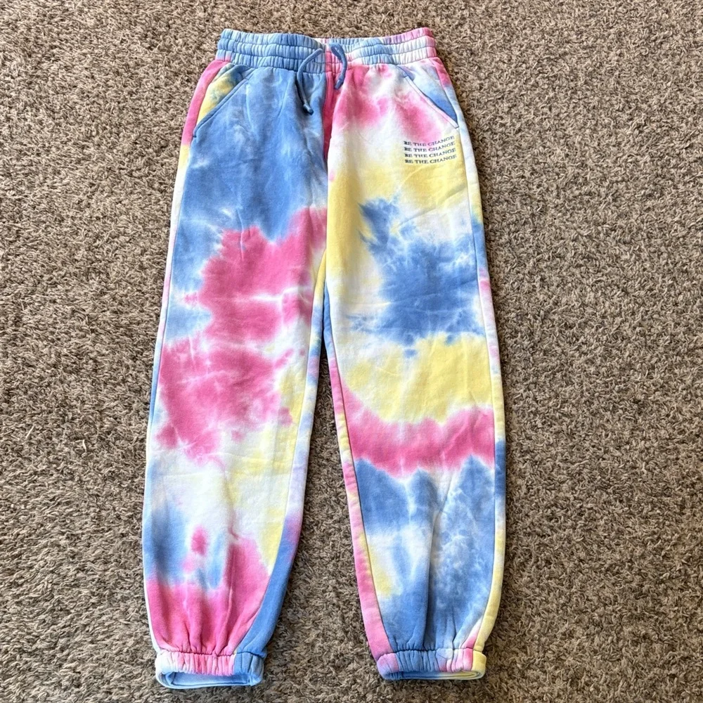 Vitality Fleece Tie Dye “Be The Change” Joggers size S - Picture 1 of 7